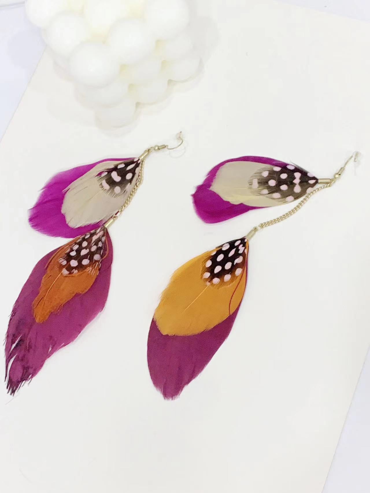 Colorful Feather Dangle Earrings