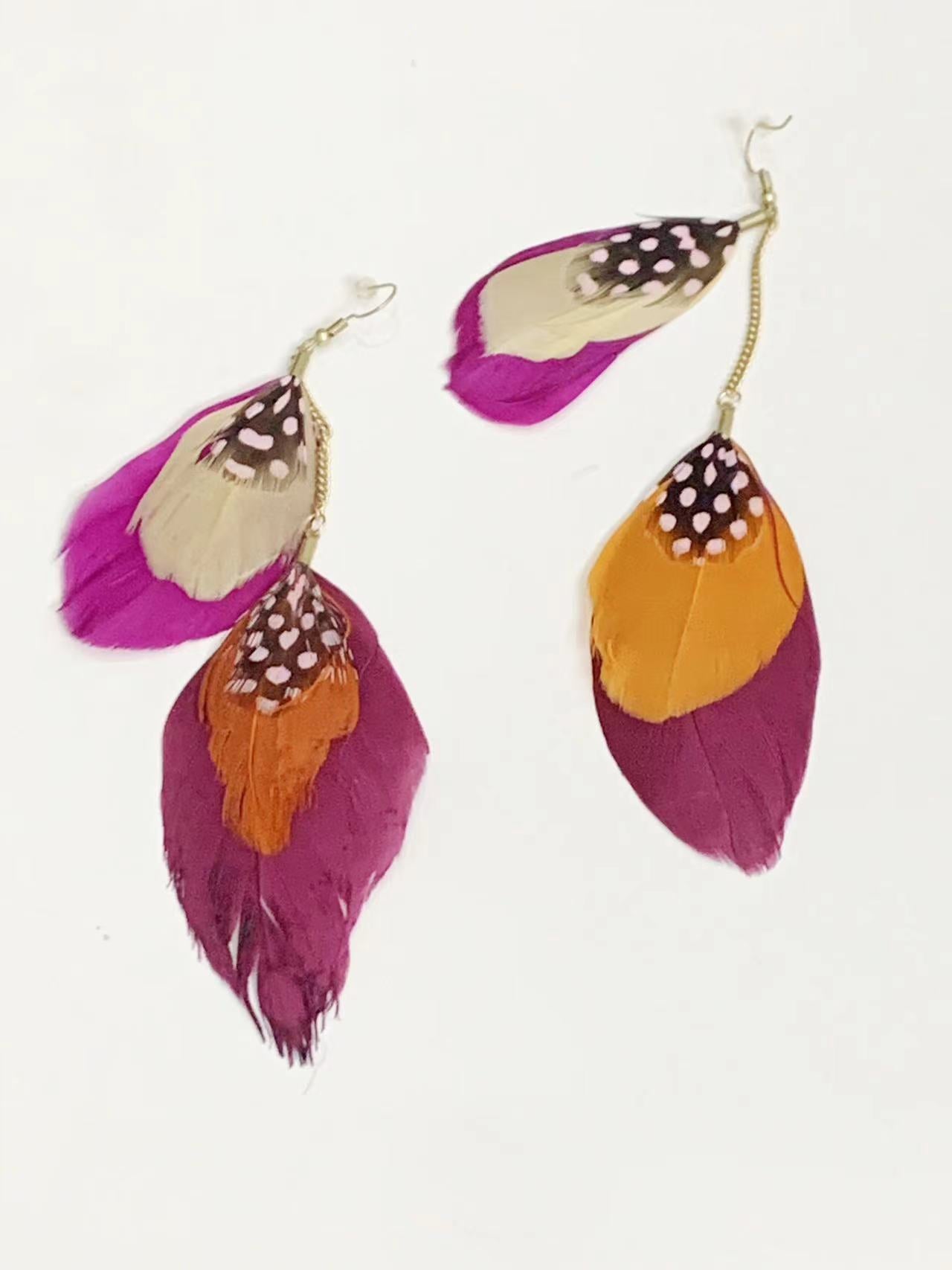 Colorful Feather Dangle Earrings