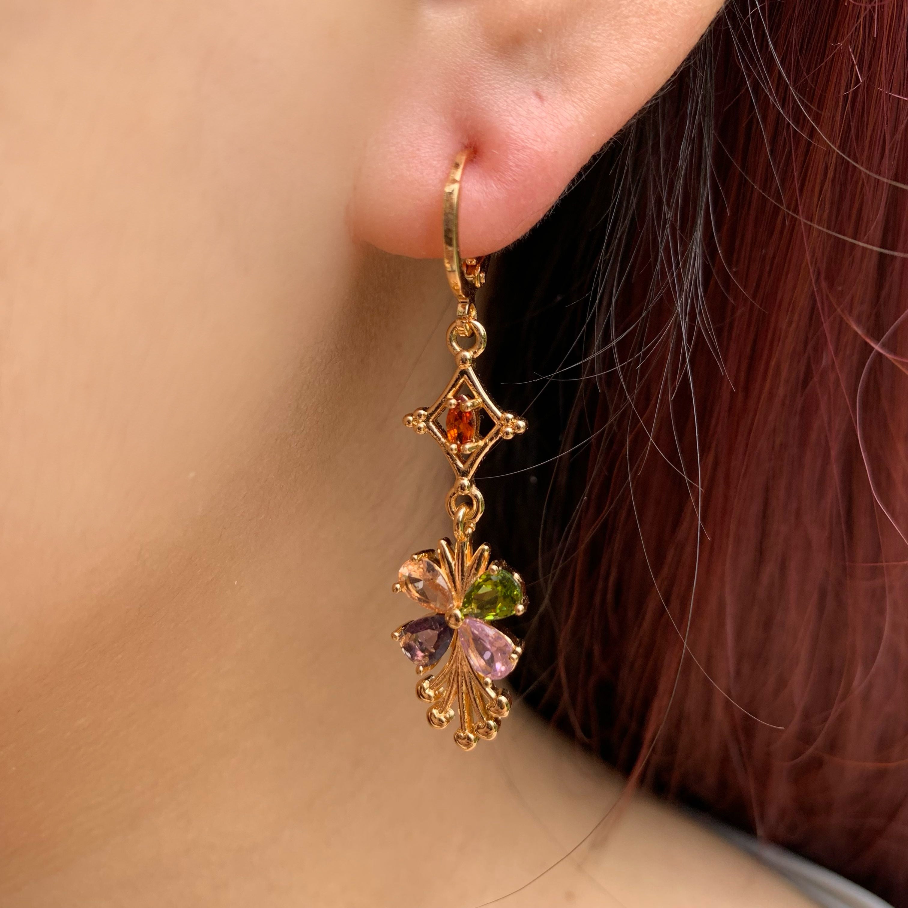 Colorful Sparkling Drop Earrings Set