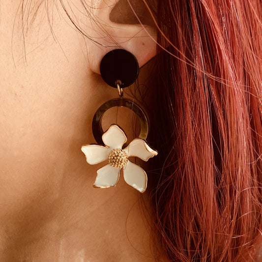 White Lily Flower Earrings | Hoop Earrings | Boho Style Jewelry | Tropical Earrings | Floral Drop Earrings | BHLDN Inspired | Gift For Her
