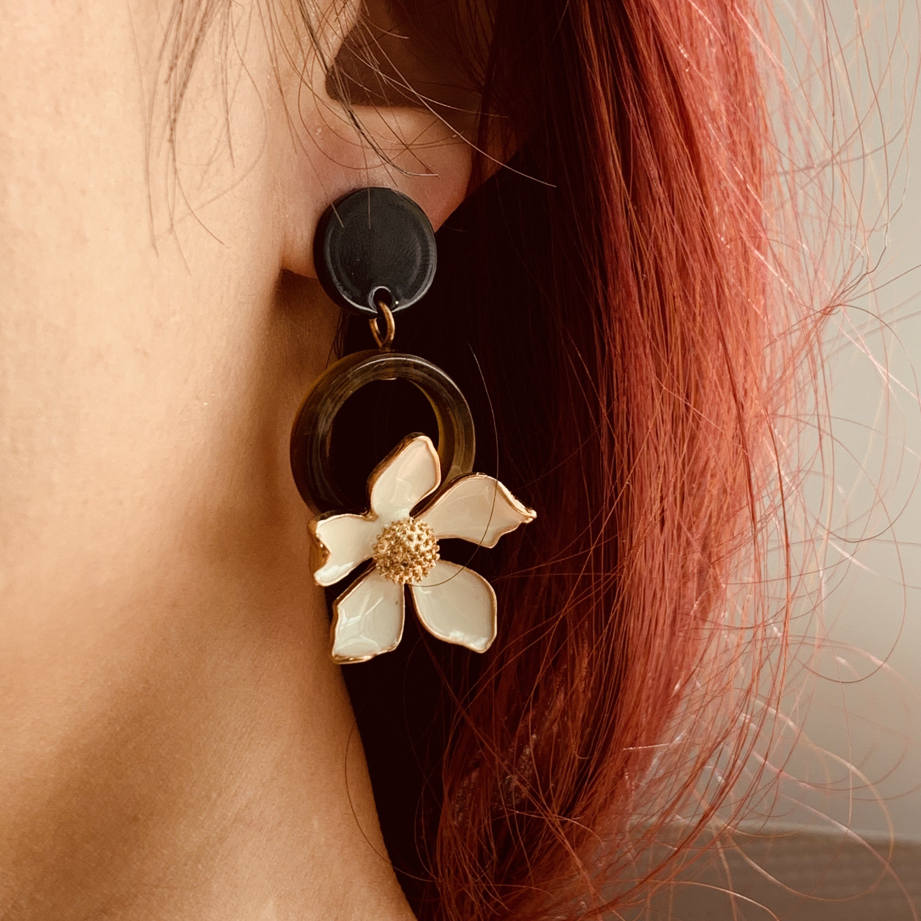 White Lily Flower Earrings