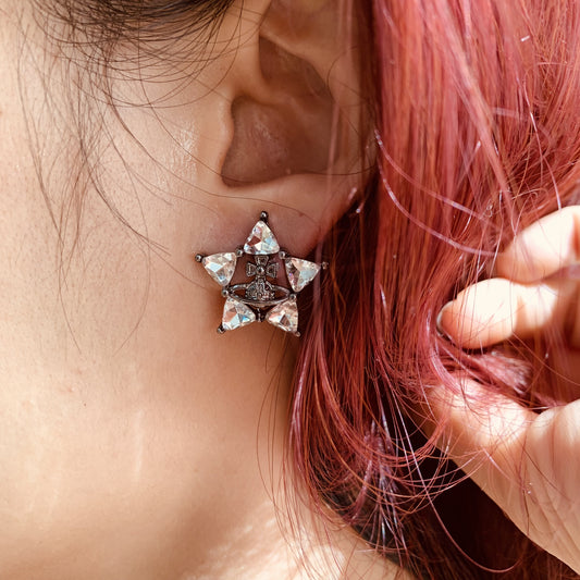 Celestial Pentagram Star Stud Earrings | Gothic Punk CZ Studs | Lightweight Unisex Orb Earrings | Y2K Aesthetic Jewelry | Gift For Her