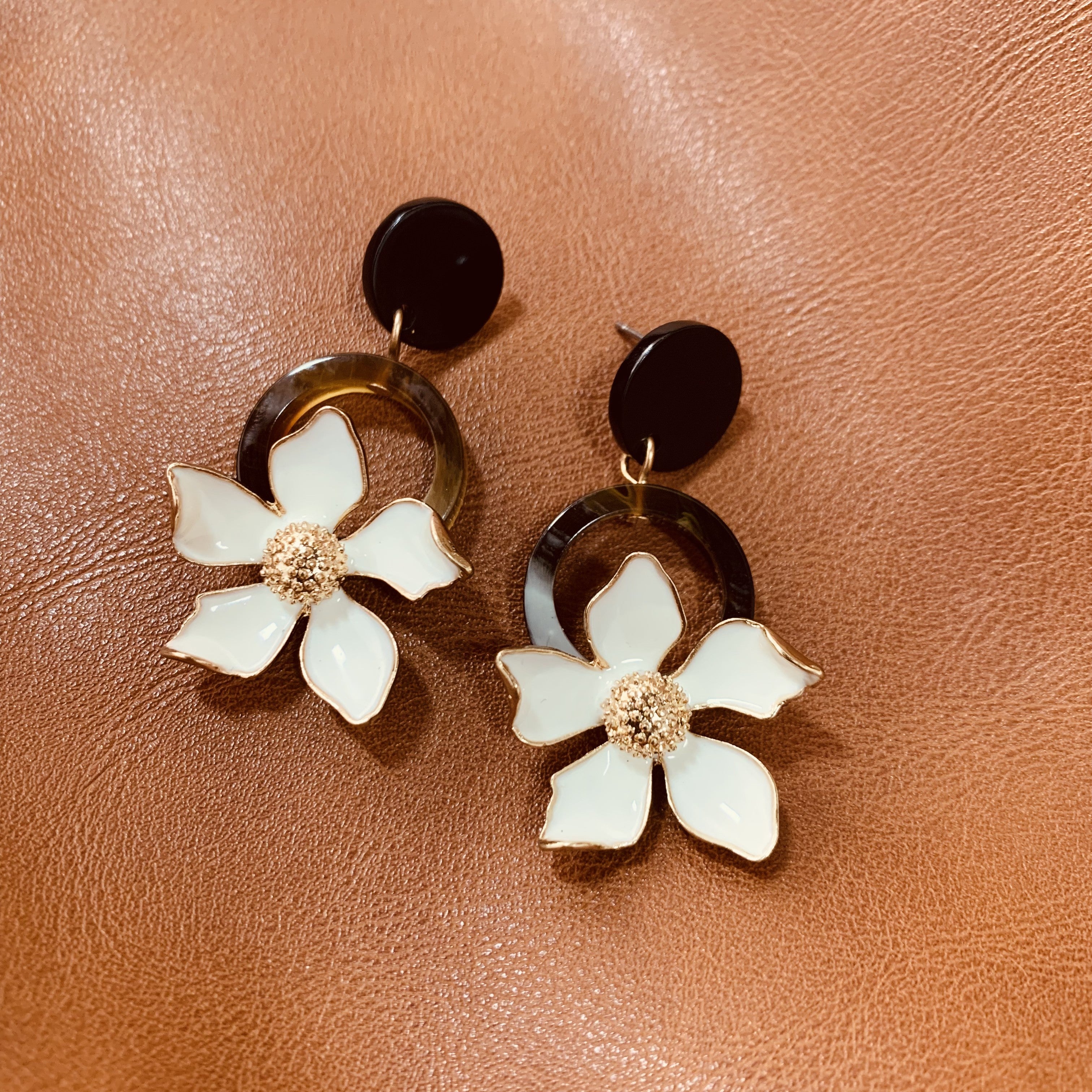 White Lily Flower Earrings