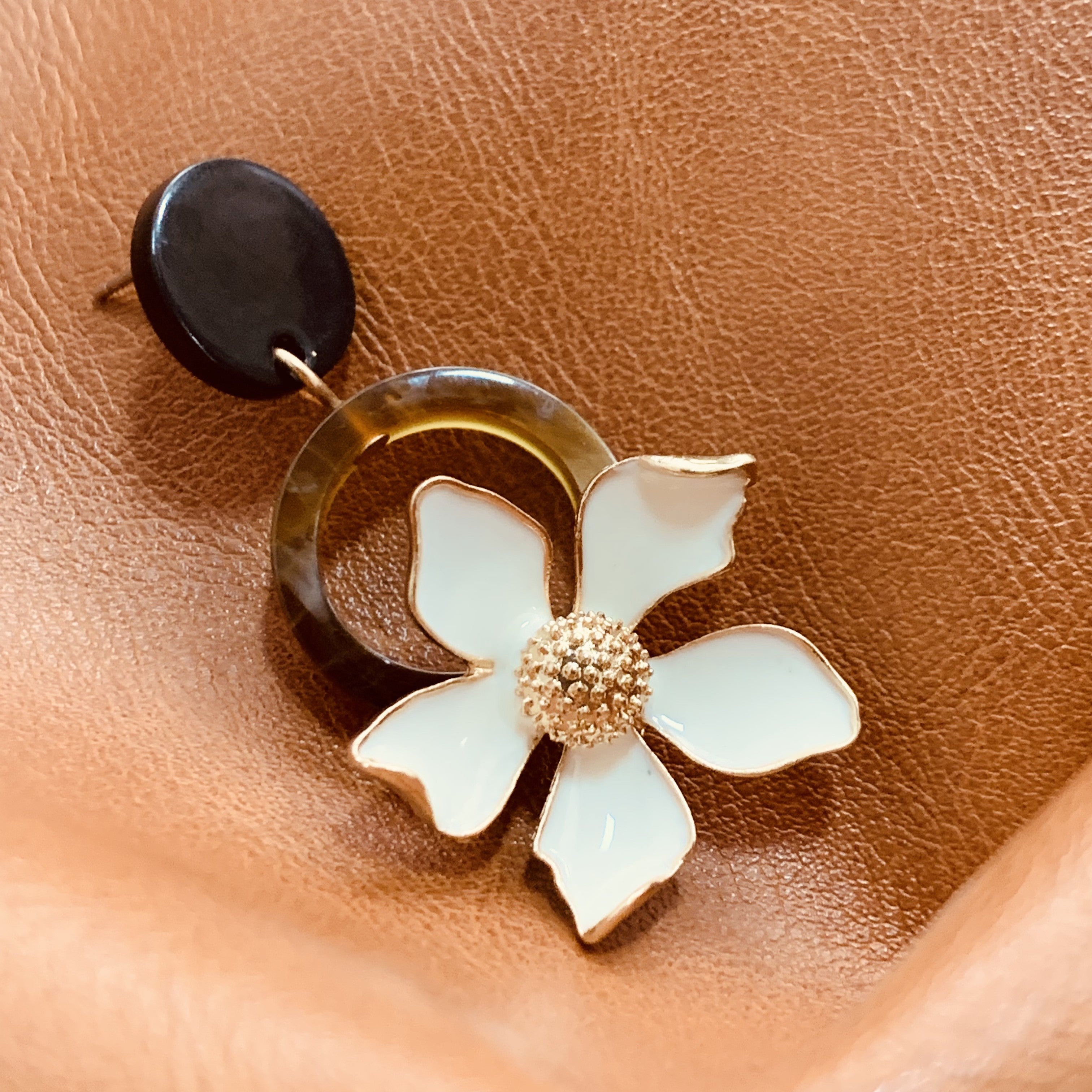 White Lily Flower Earrings