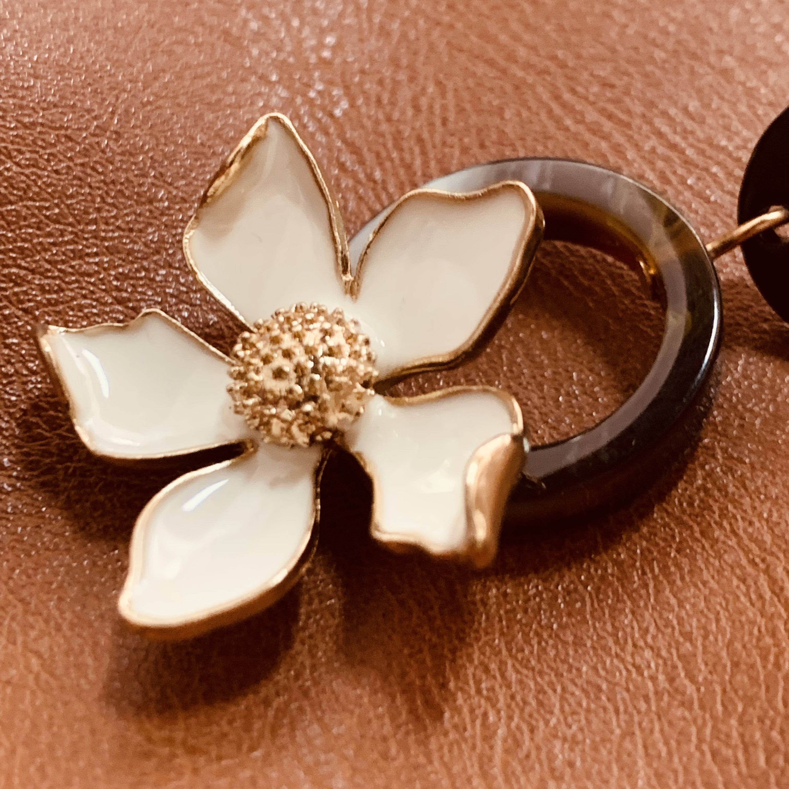 White Lily Flower Earrings