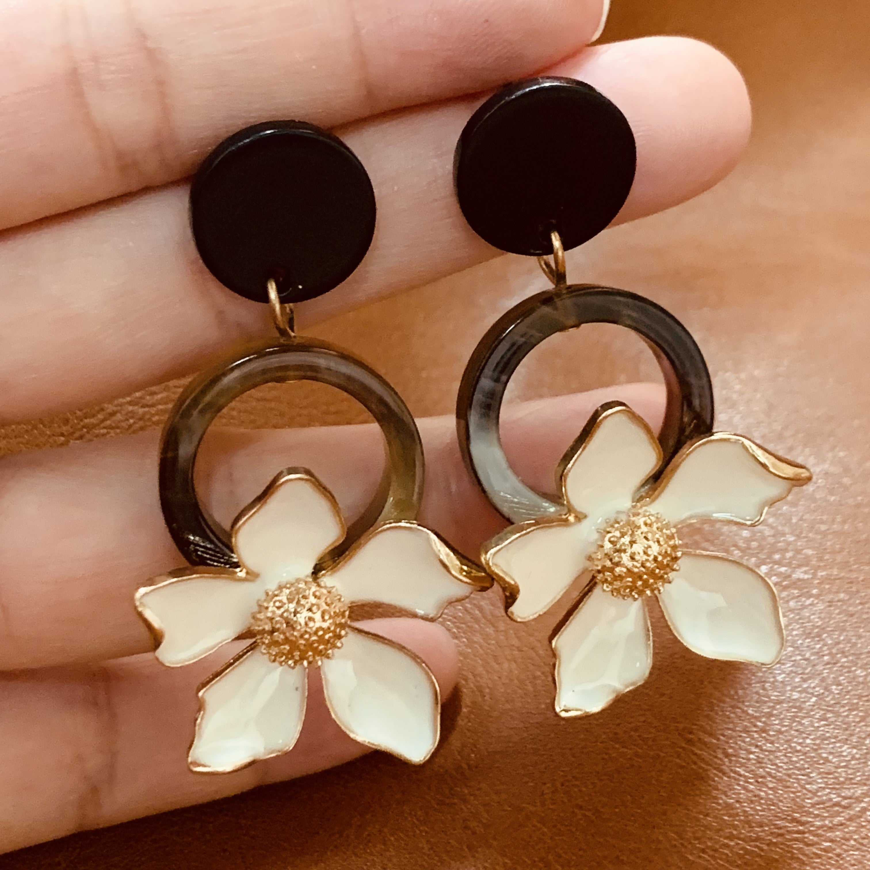 White Lily Flower Earrings