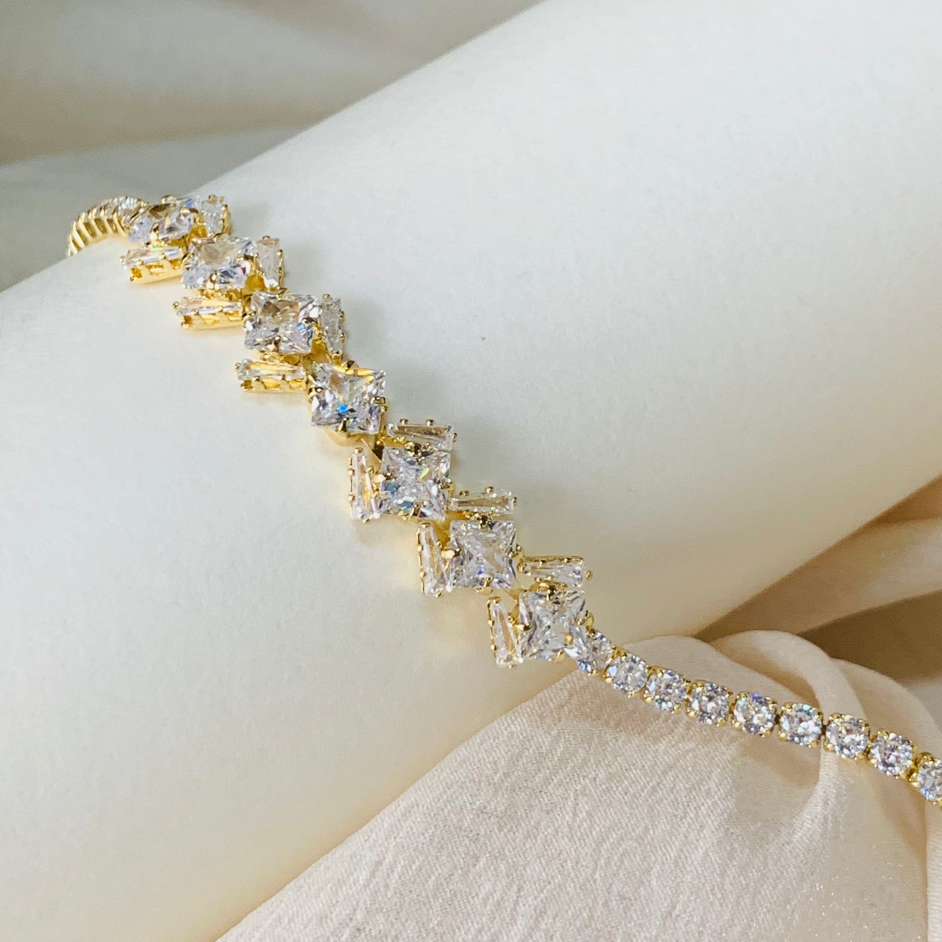 Princess Cut Dainty  Tennis Bracelet