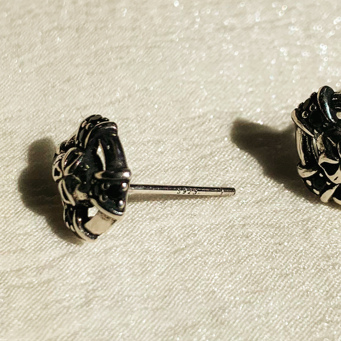 Unisex Silver Skull Studs