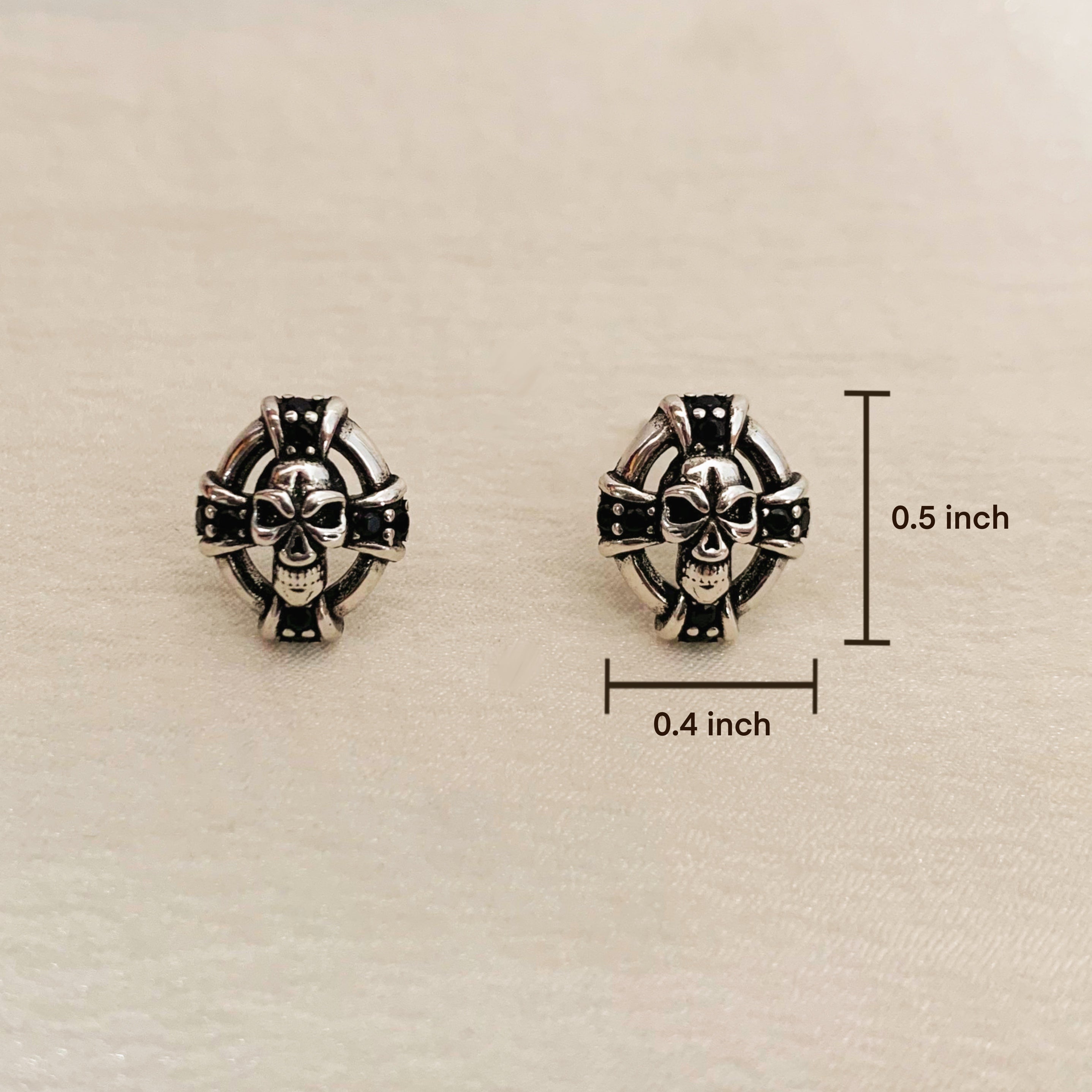 Unisex Silver Skull Studs