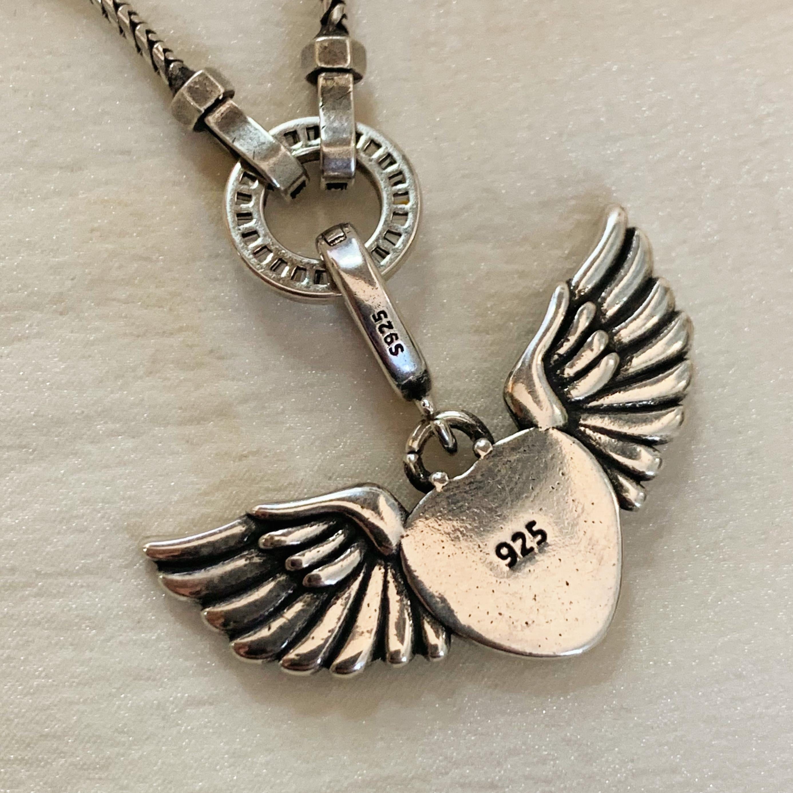 Silver Angel Wings Heart Jewelry Set