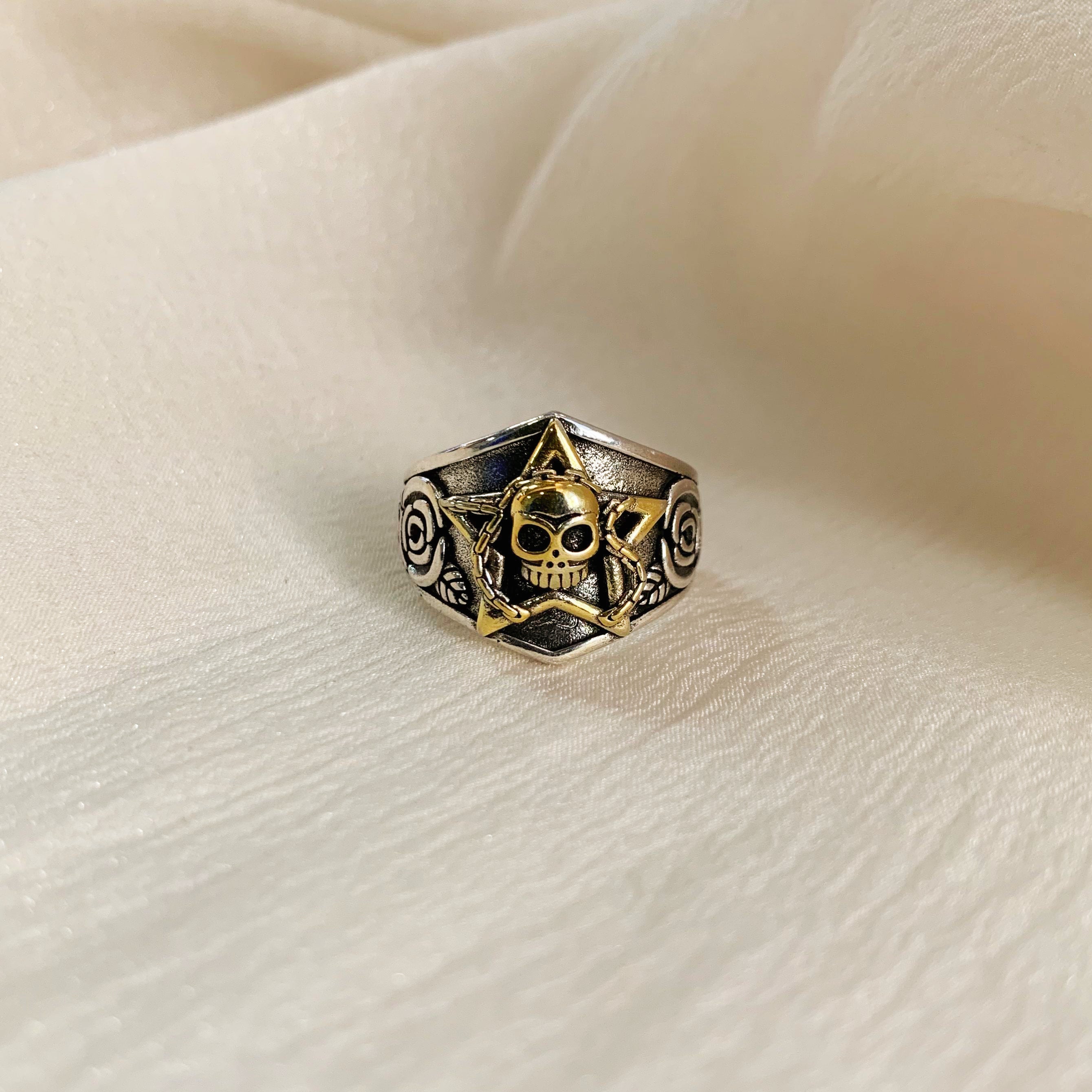 Unisex Gothic Pentagram Skull Ring