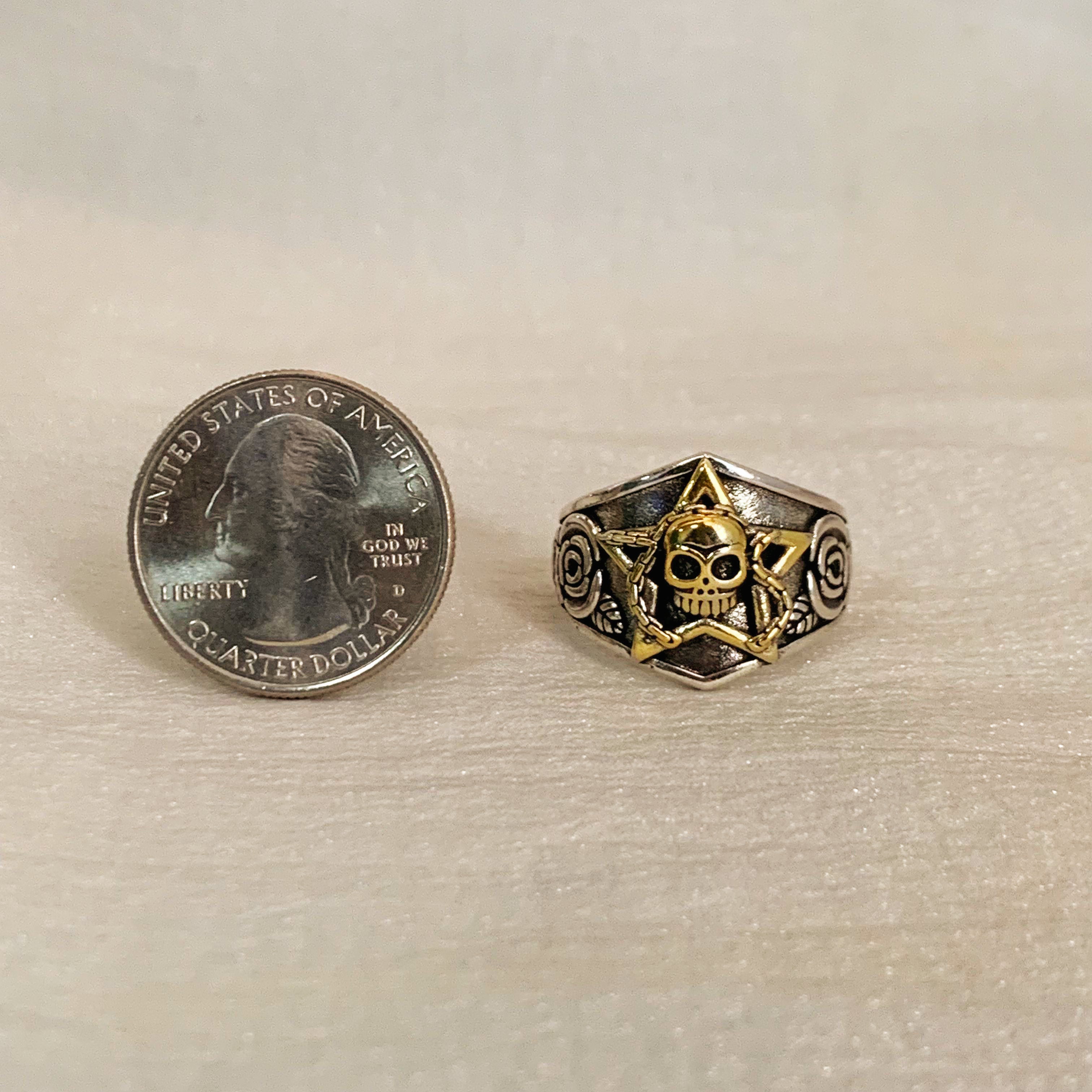 Unisex Gothic Pentagram Skull Ring
