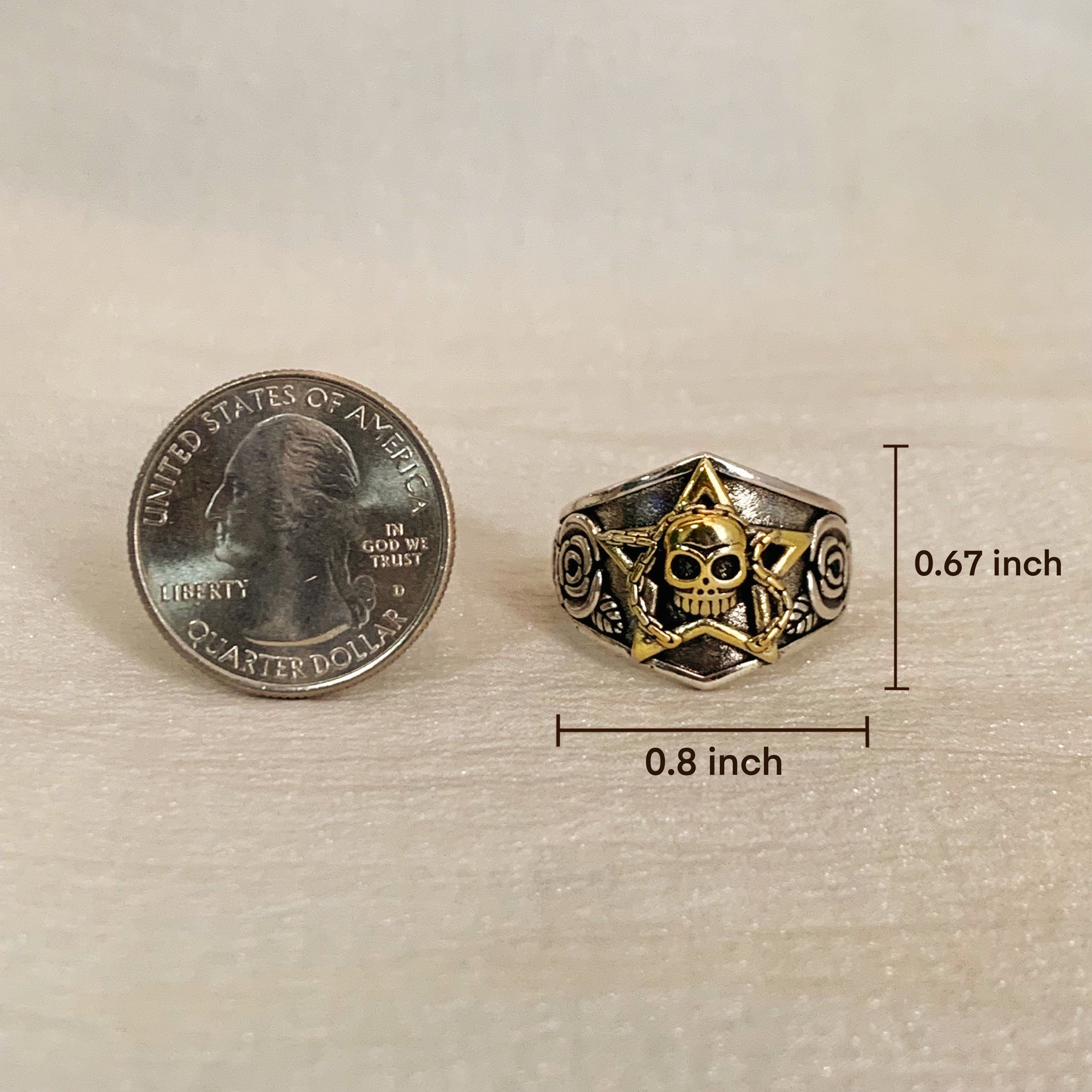 Unisex Gothic Pentagram Skull Ring