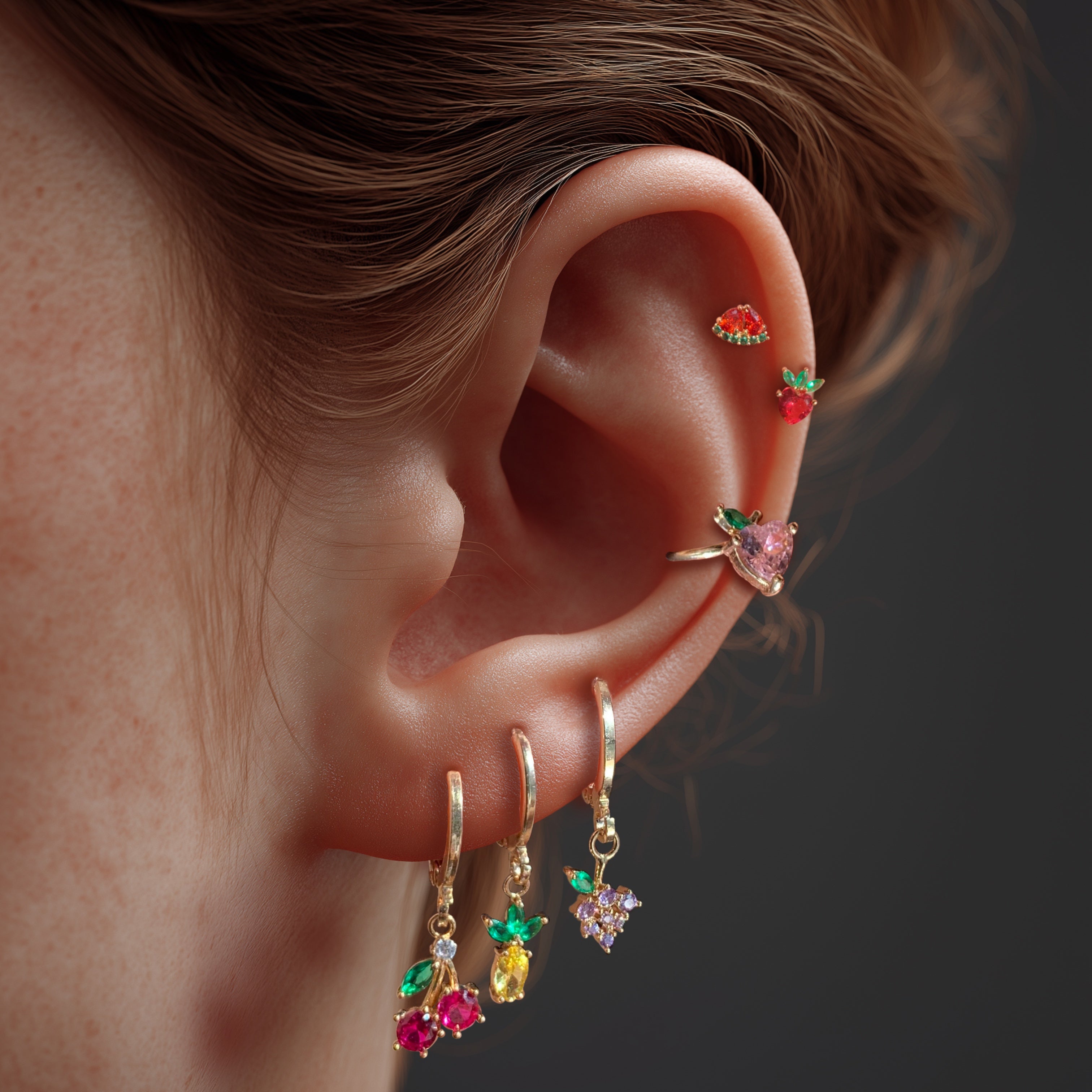 6-Piece Colorful Fruit Earrings Set