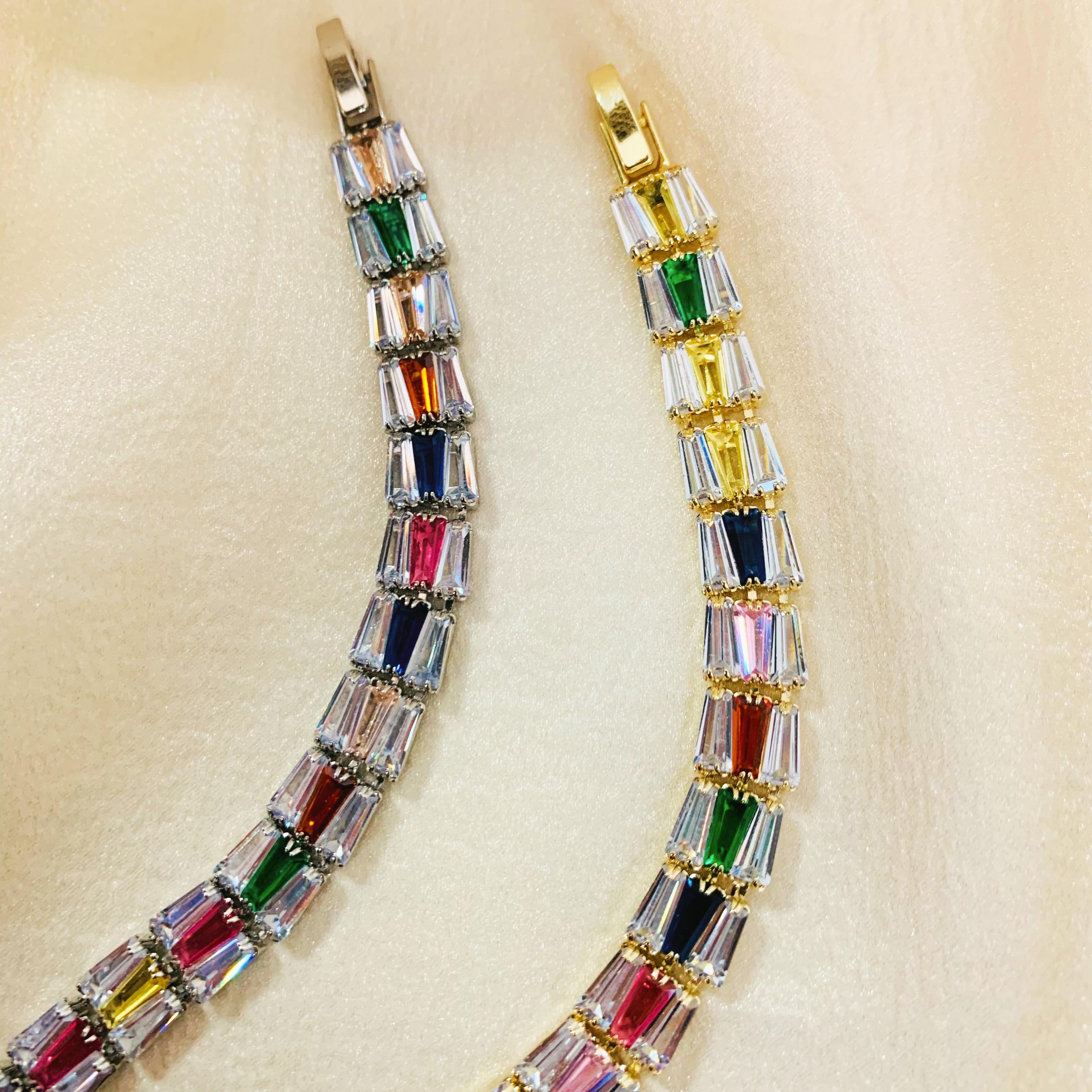Rainbow Baguette Tennis Bracelet Set