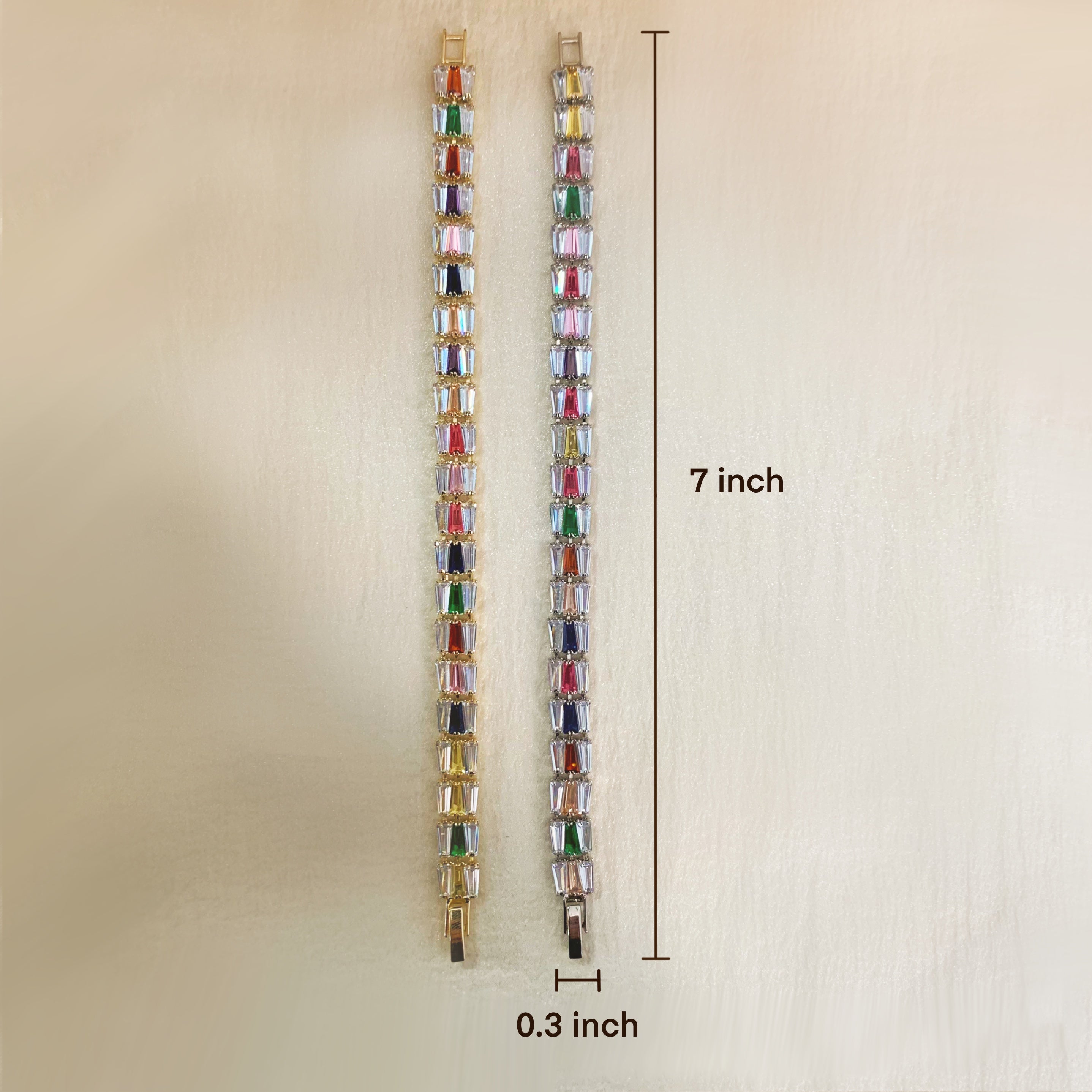 Rainbow Baguette Tennis Bracelet Set