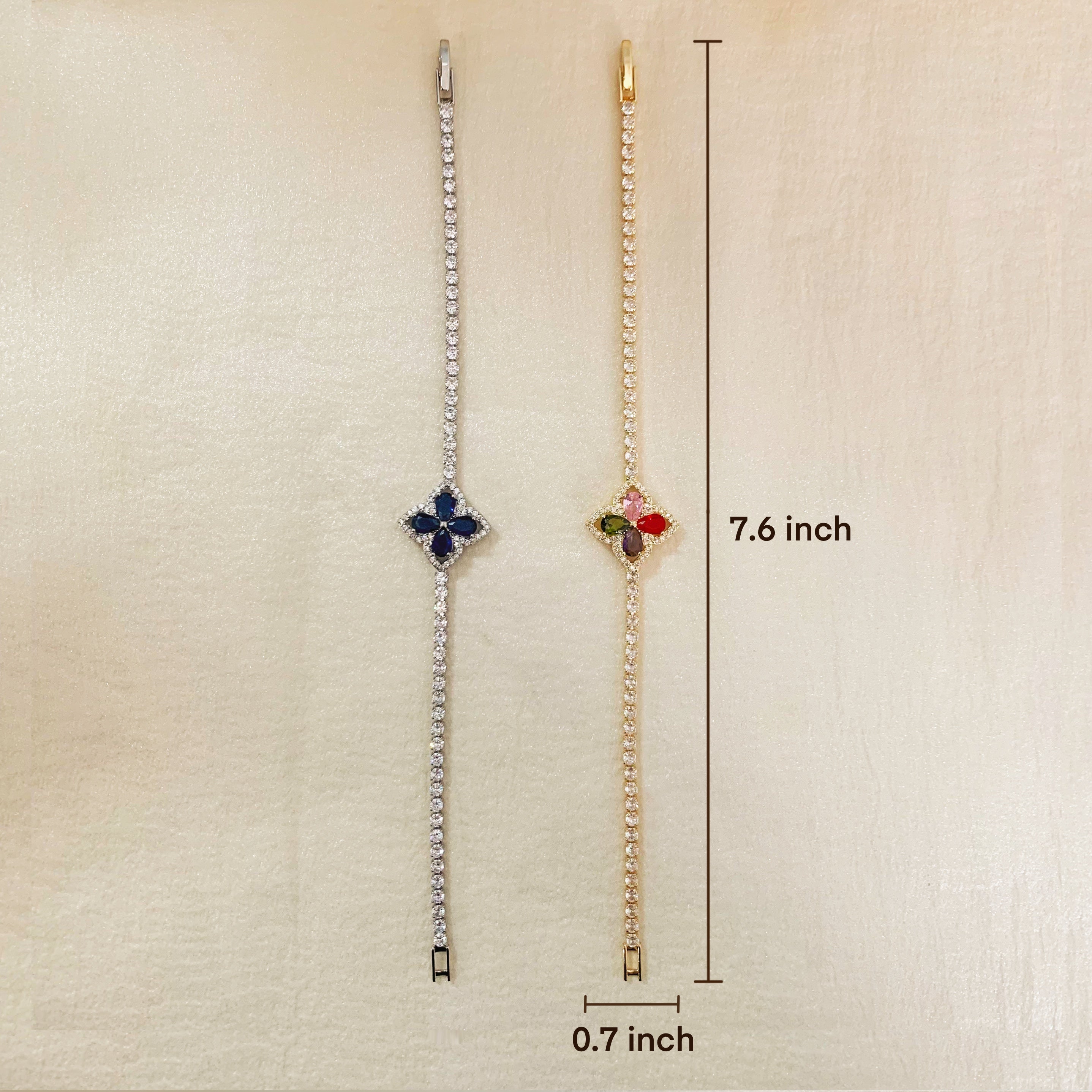 4-Leaf Crystal Tennis Bracelet