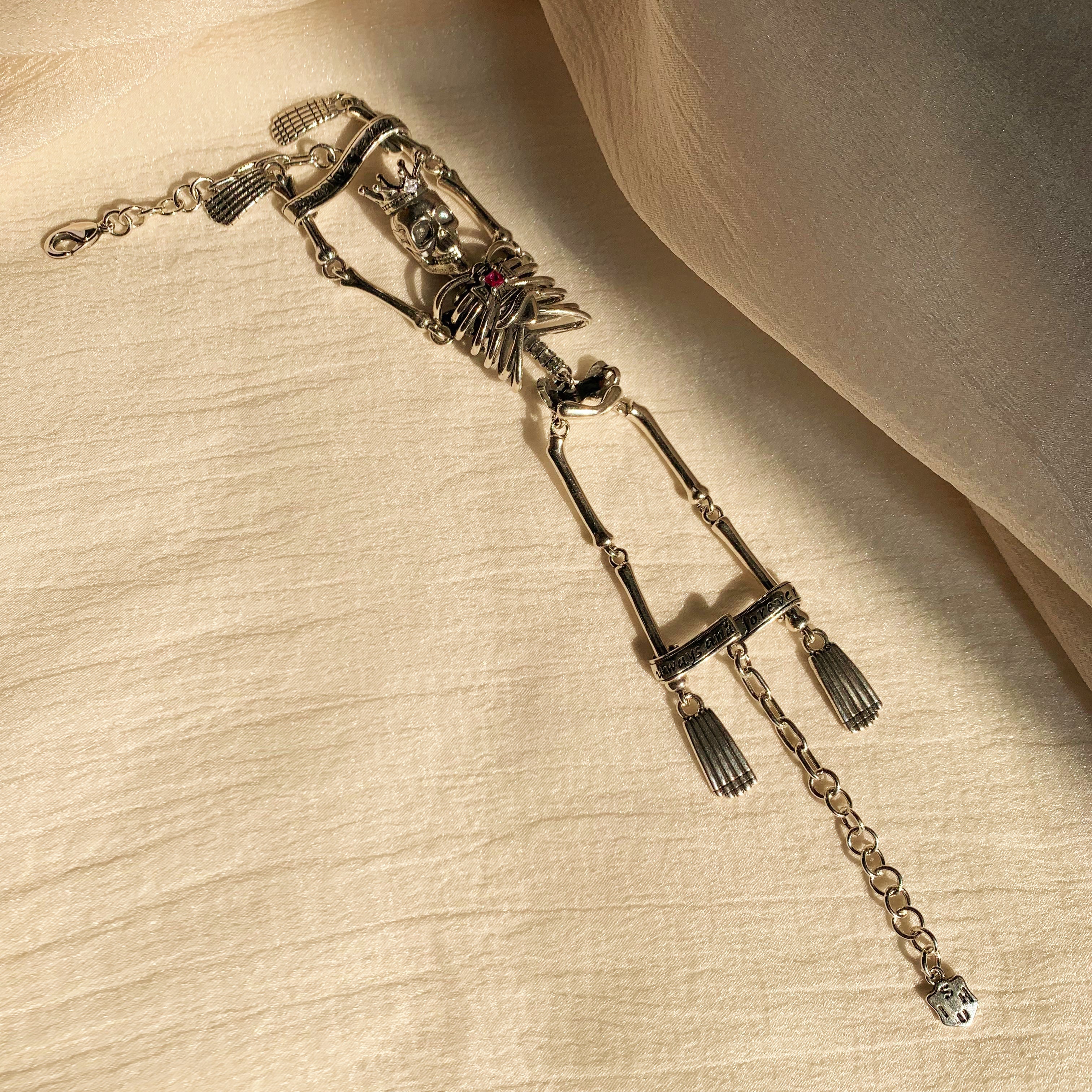 Silver Crown Skull Bracelet