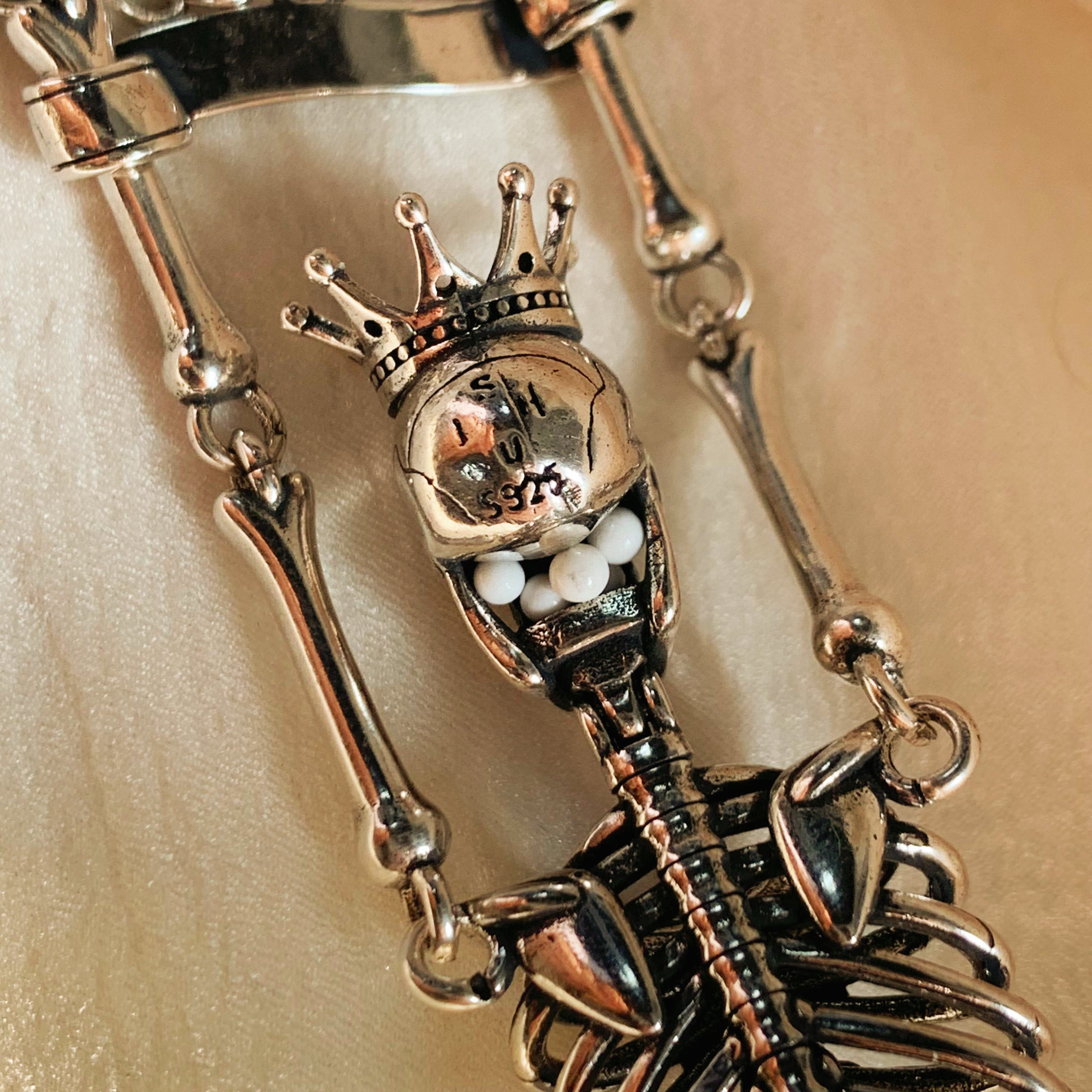 Silver Crown Skull Bracelet