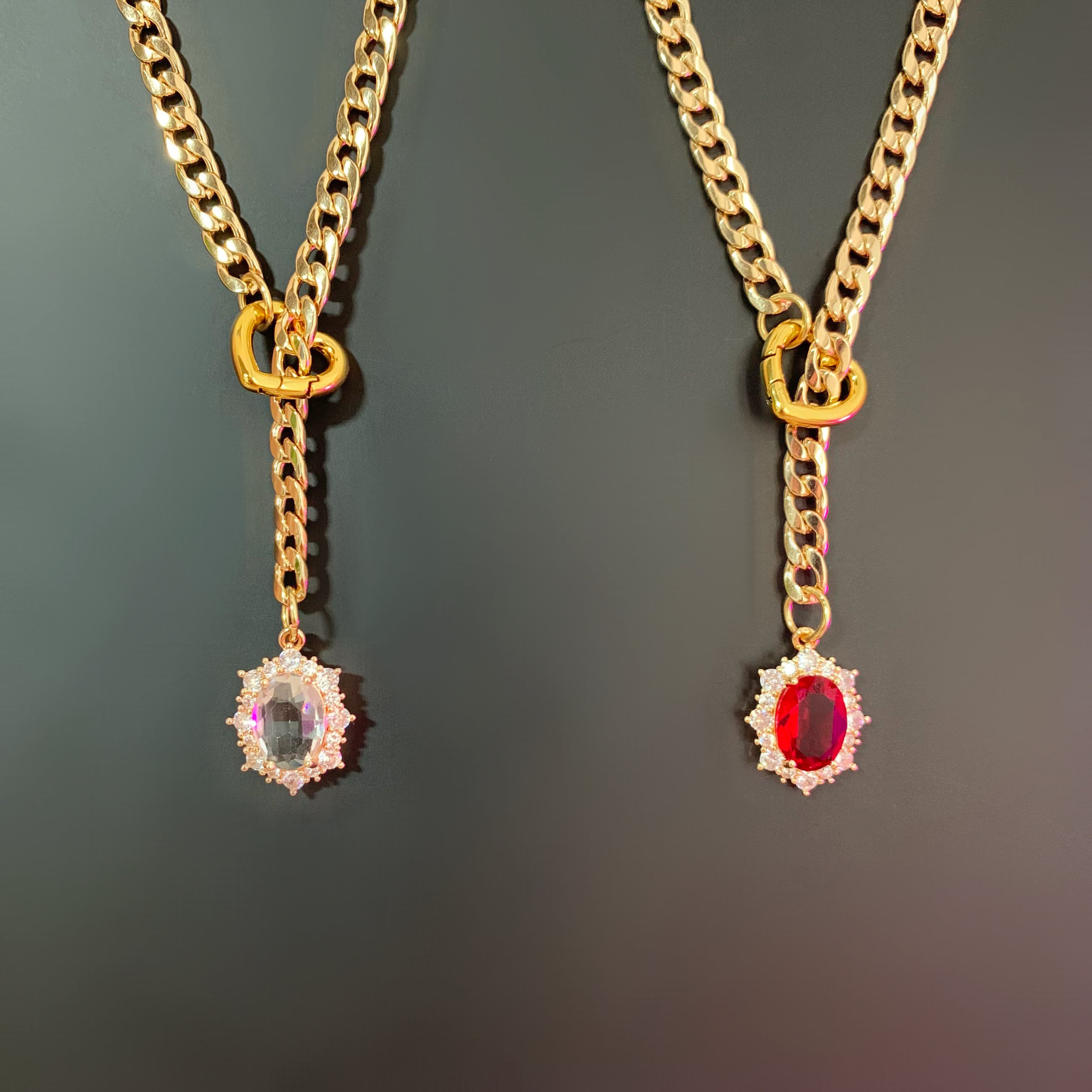 Chain Necklace with Gemstone Pendant