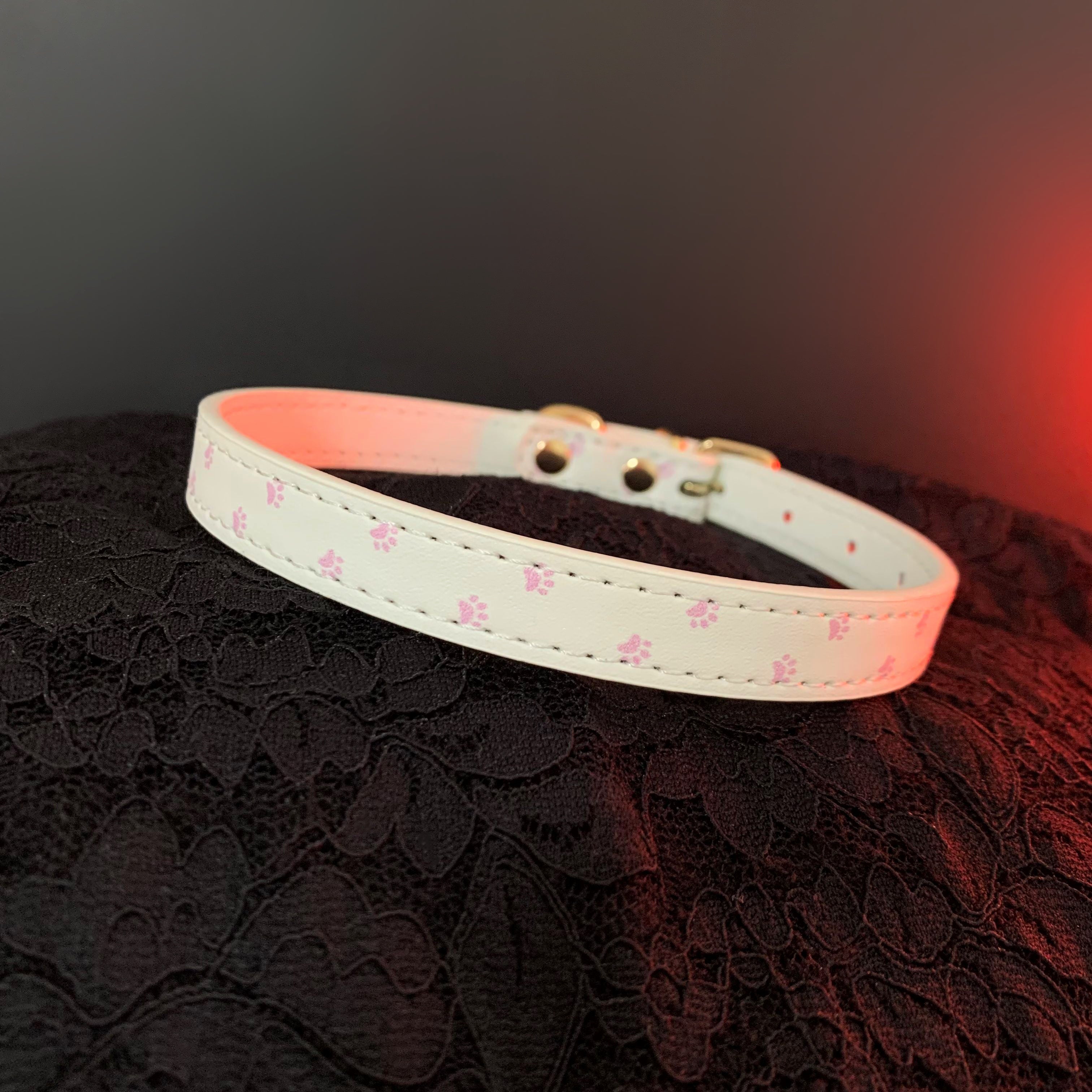 Leather Choker With Paw Print