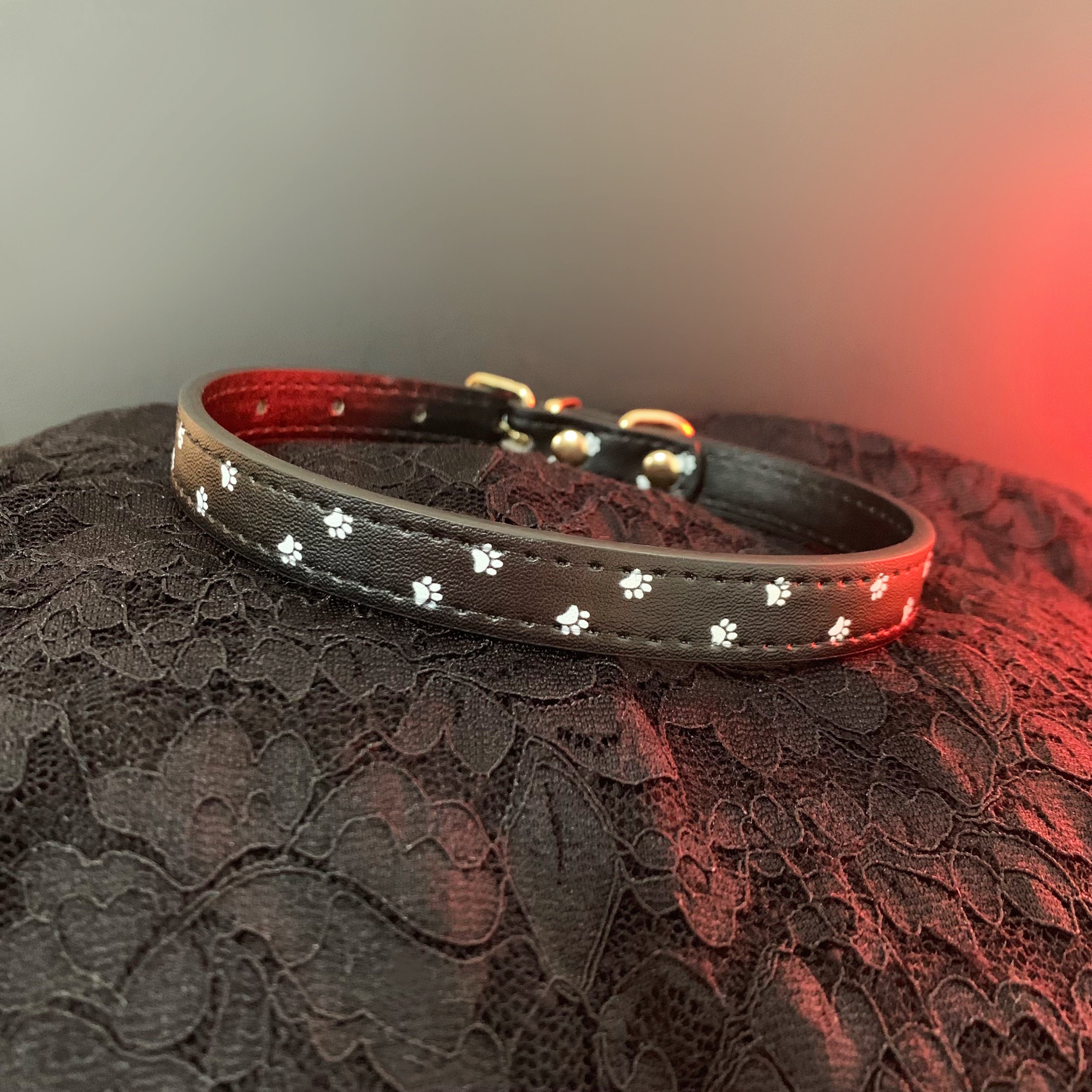 Leather Choker With Paw Print