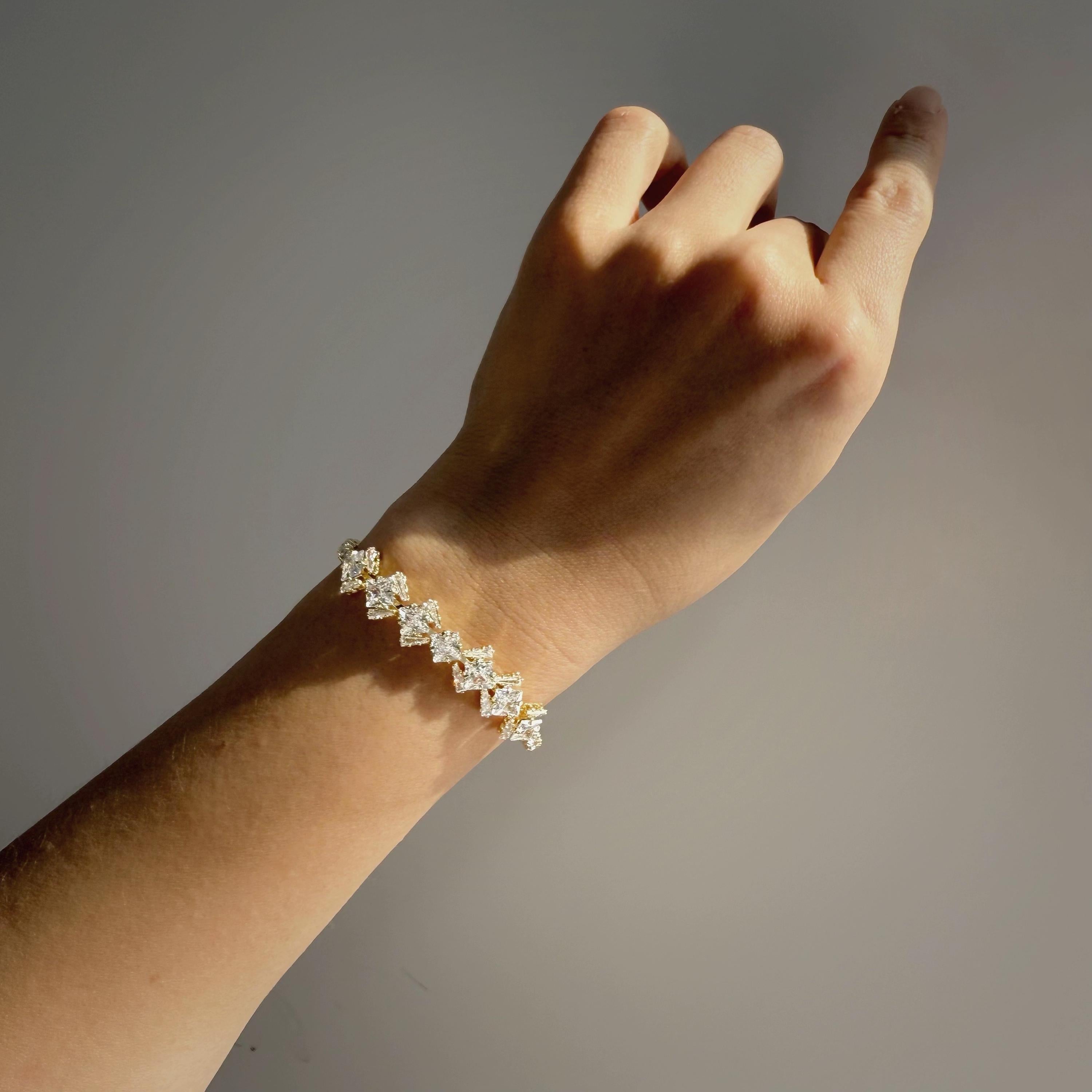 Princess Cut Dainty  Tennis Bracelet