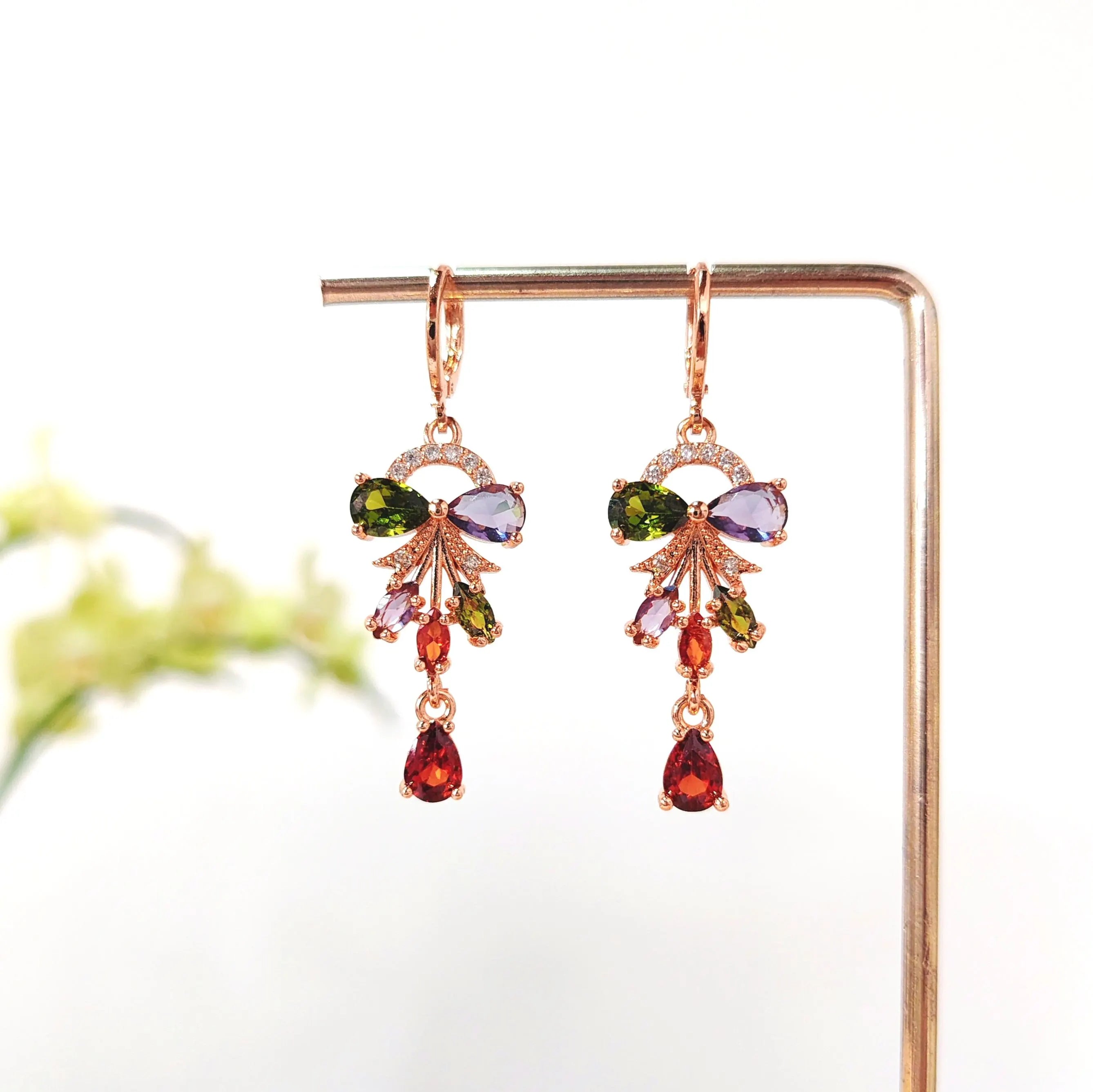 Colorful Sparkling Drop Earrings Set