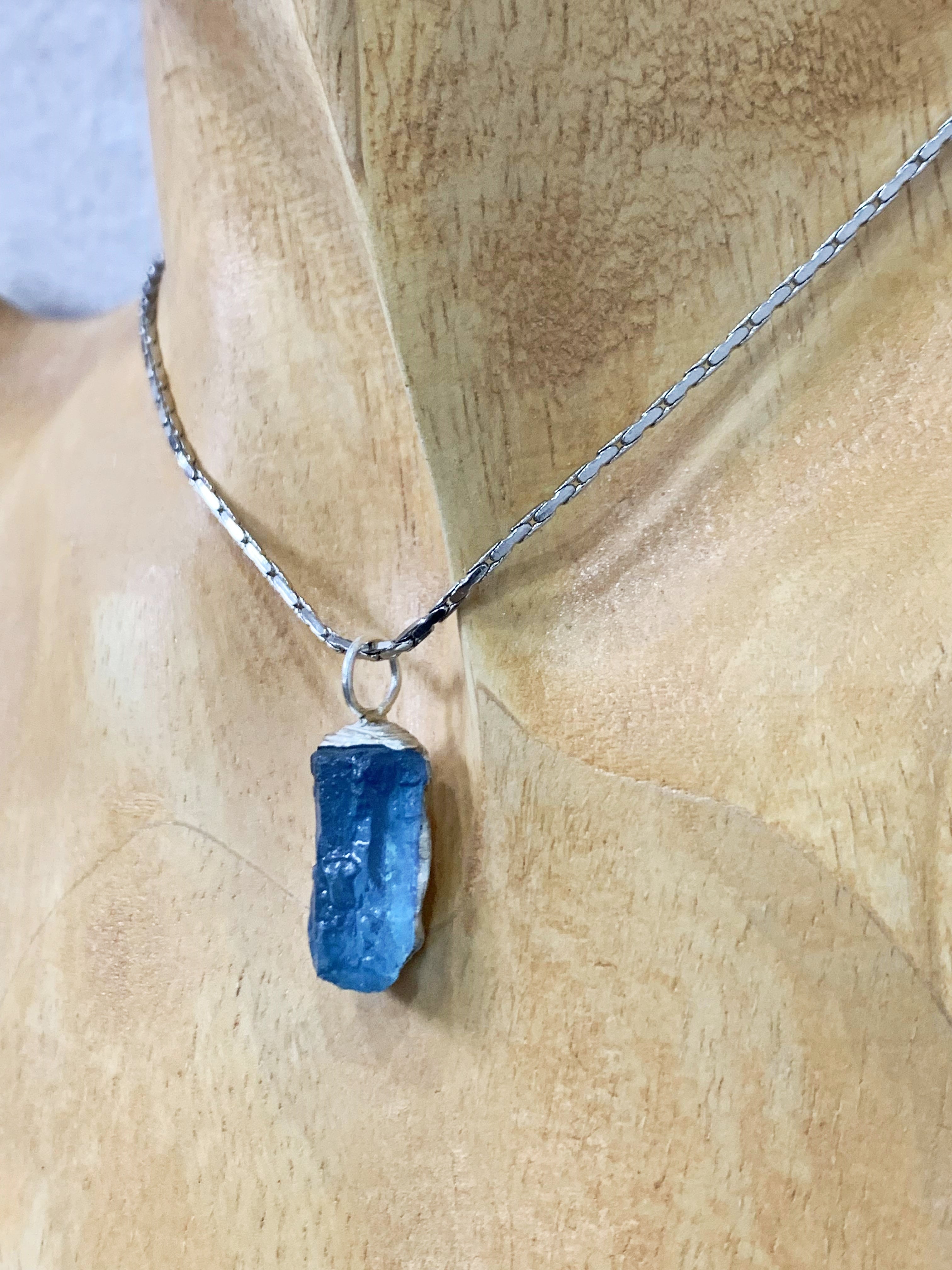 Sterling Silver Aquamarine Raw Necklace