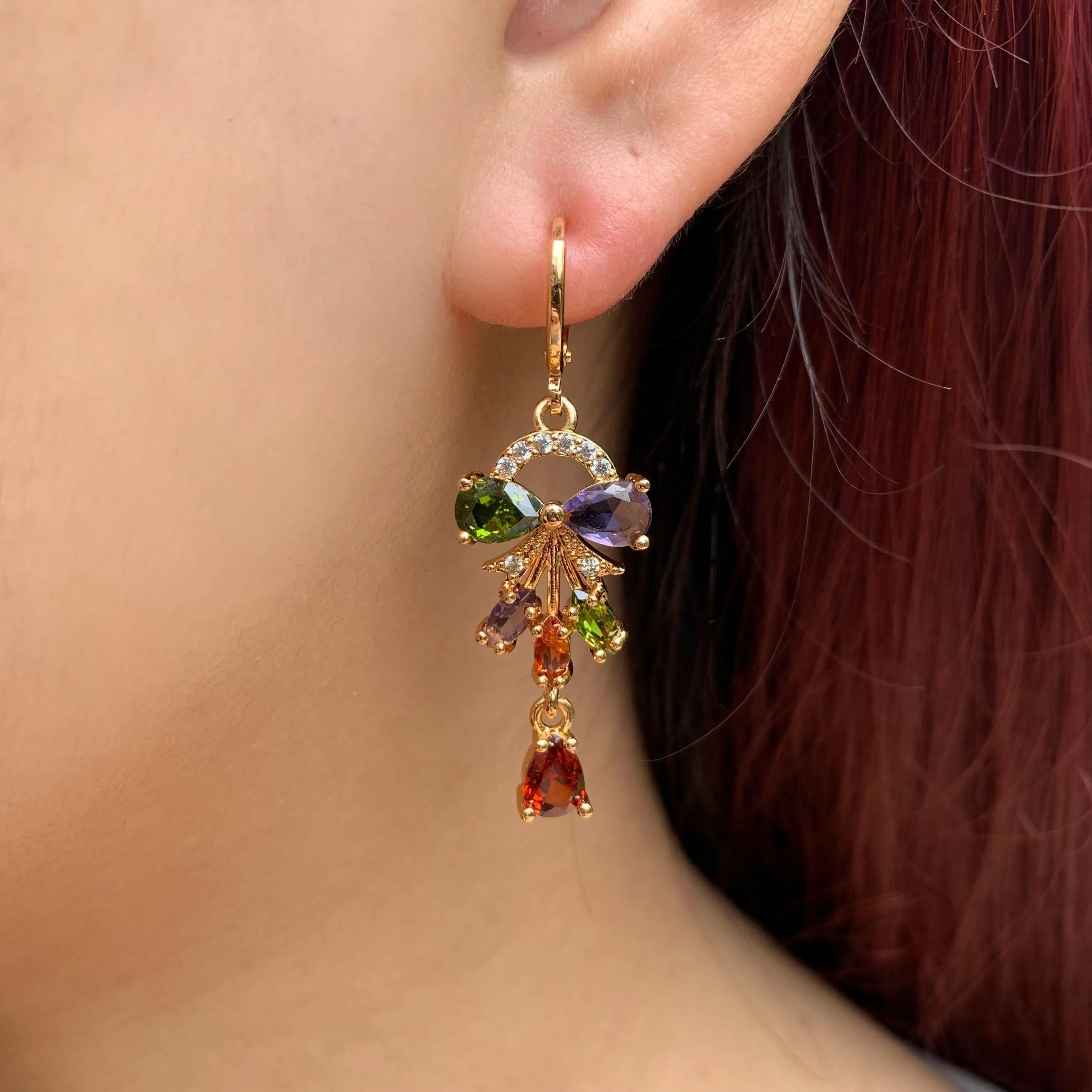 Colorful Sparkling Drop Earrings Set
