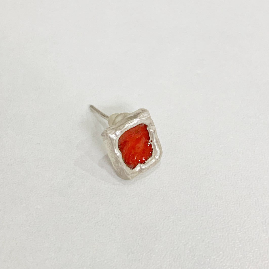 Handmade sterling silver enamel earring