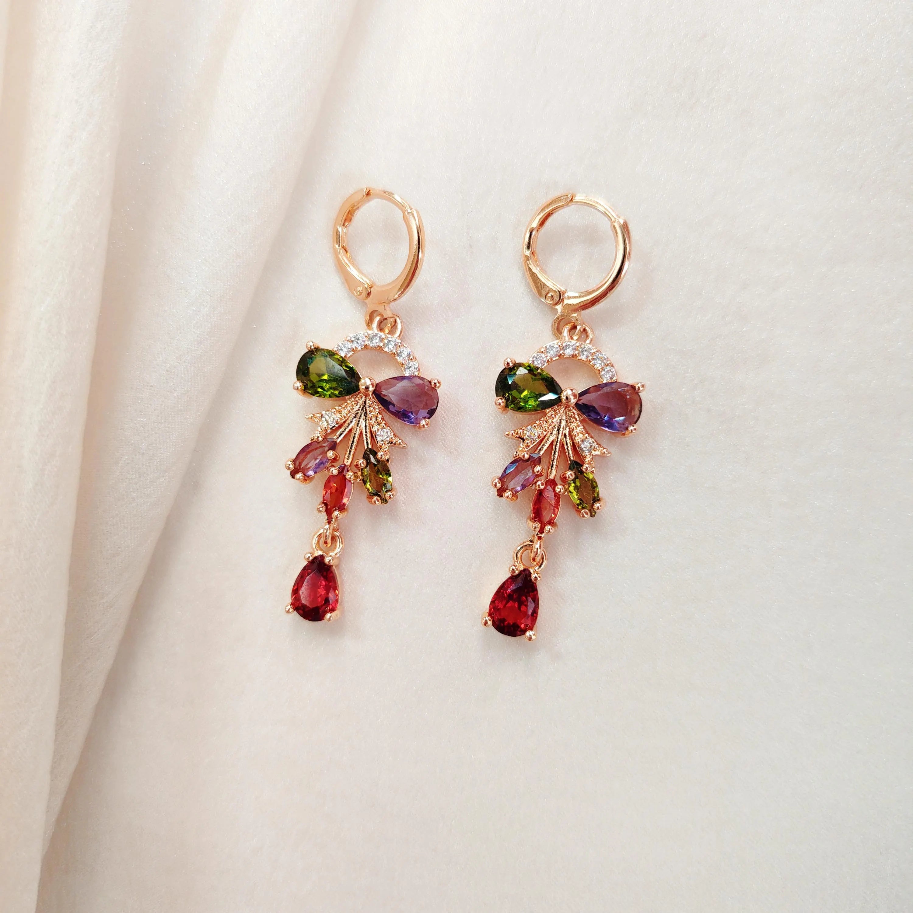 Colorful Sparkling Drop Earrings Set