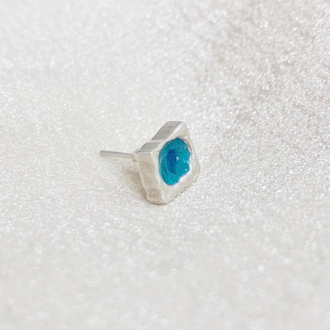 Handmade sterling silver enamel earring