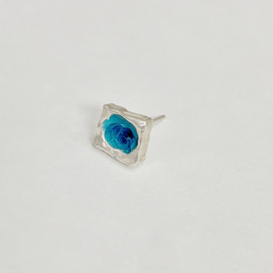 Handmade sterling silver enamel earring