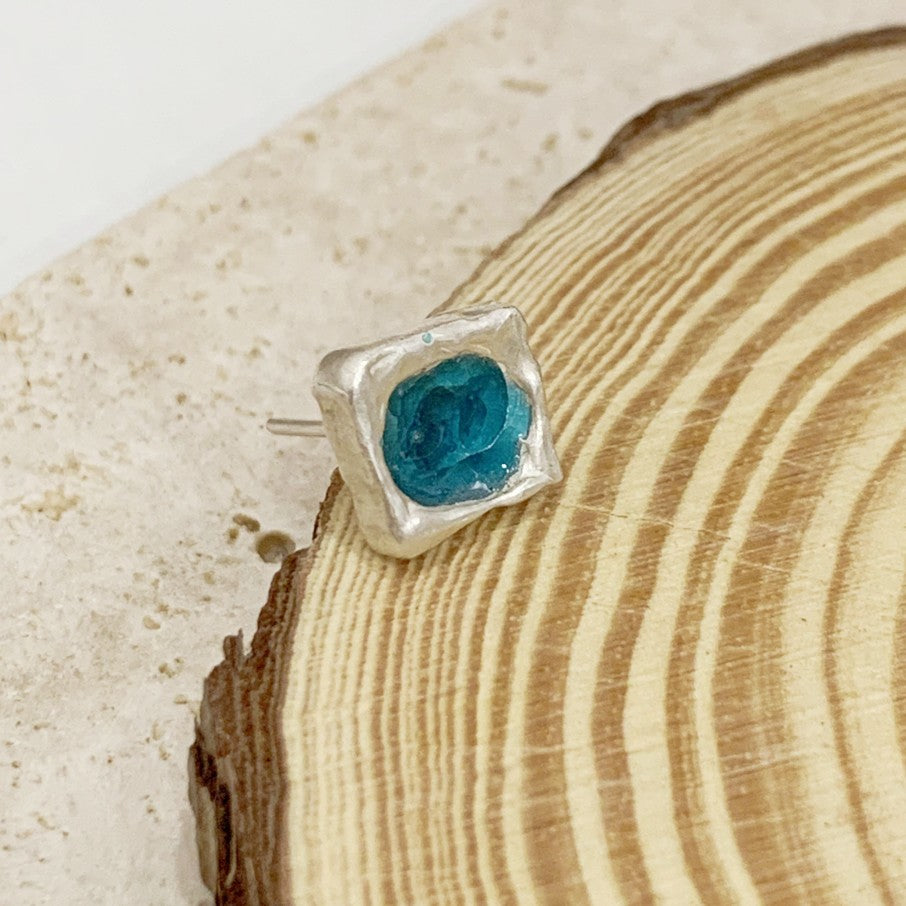 Handmade sterling silver enamel earring
