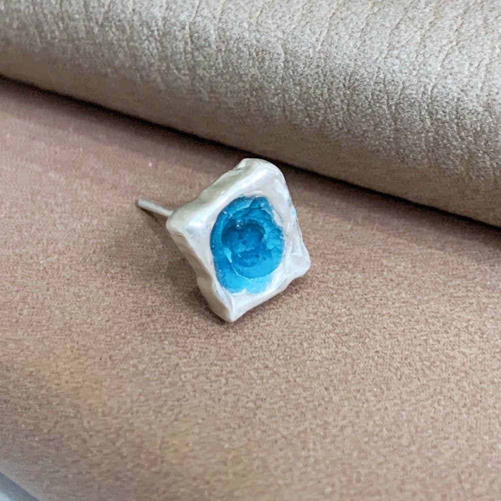 Handmade sterling silver enamel earring