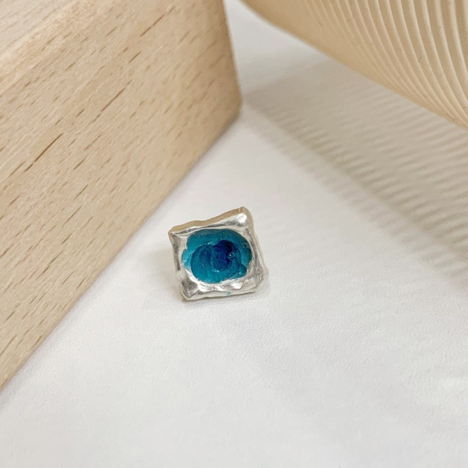 Handmade sterling silver enamel earring
