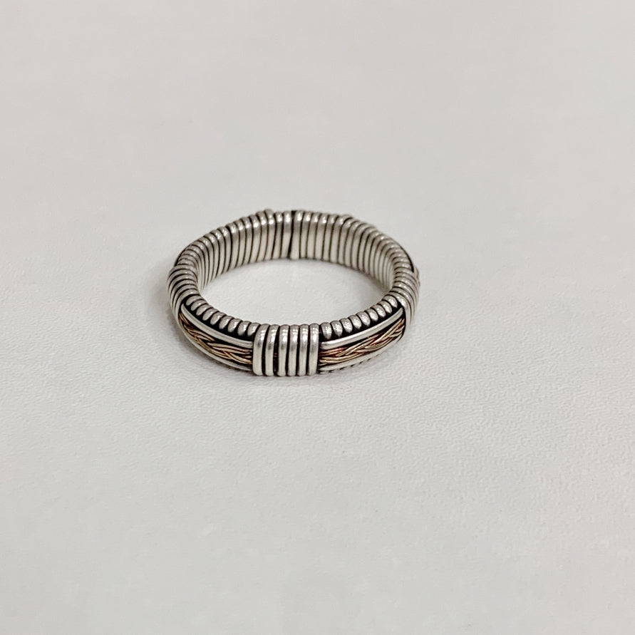 Silver ring with gold filigree accents