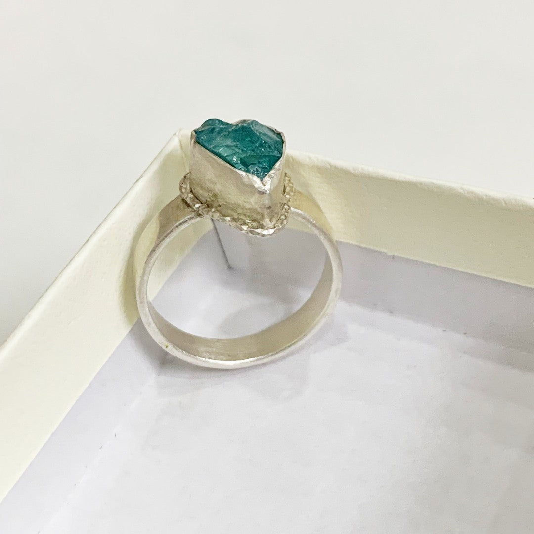 Handmade sterling silver wrapped apatite ring