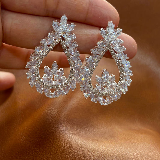 Wedding Season — Snowflake Teardrop Earrings | Statement Fringe Earrings | Bridal Earrings | Bridesmaid Earrings | Party Earrings | Gift for Her