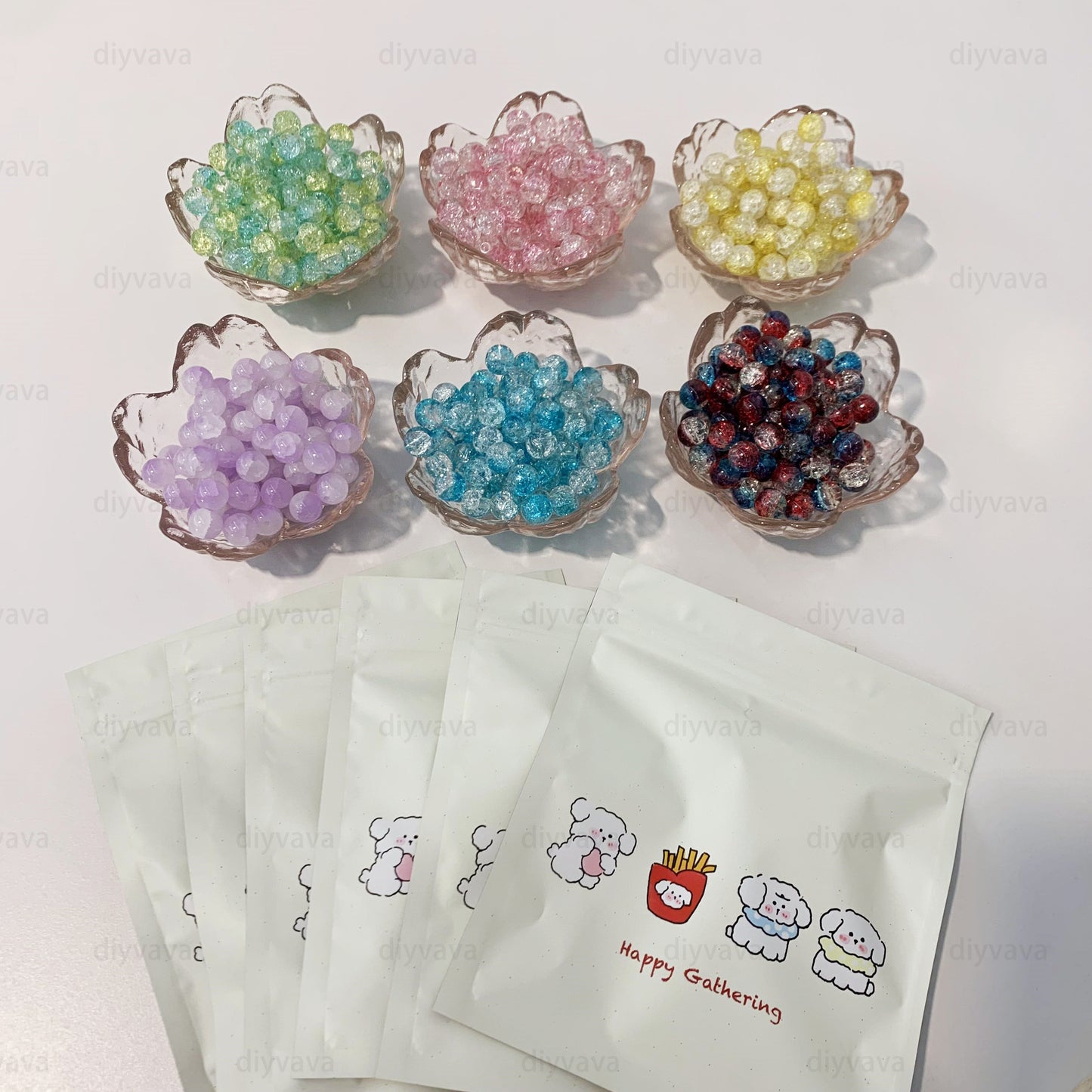 Glazed beads lucky bags DIY for bracelet -open in live