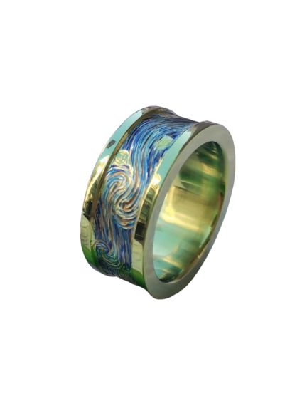 Van Gogh Artist Series - Starry Night Hand Painted Ring For Male Female Fashion Jewelry